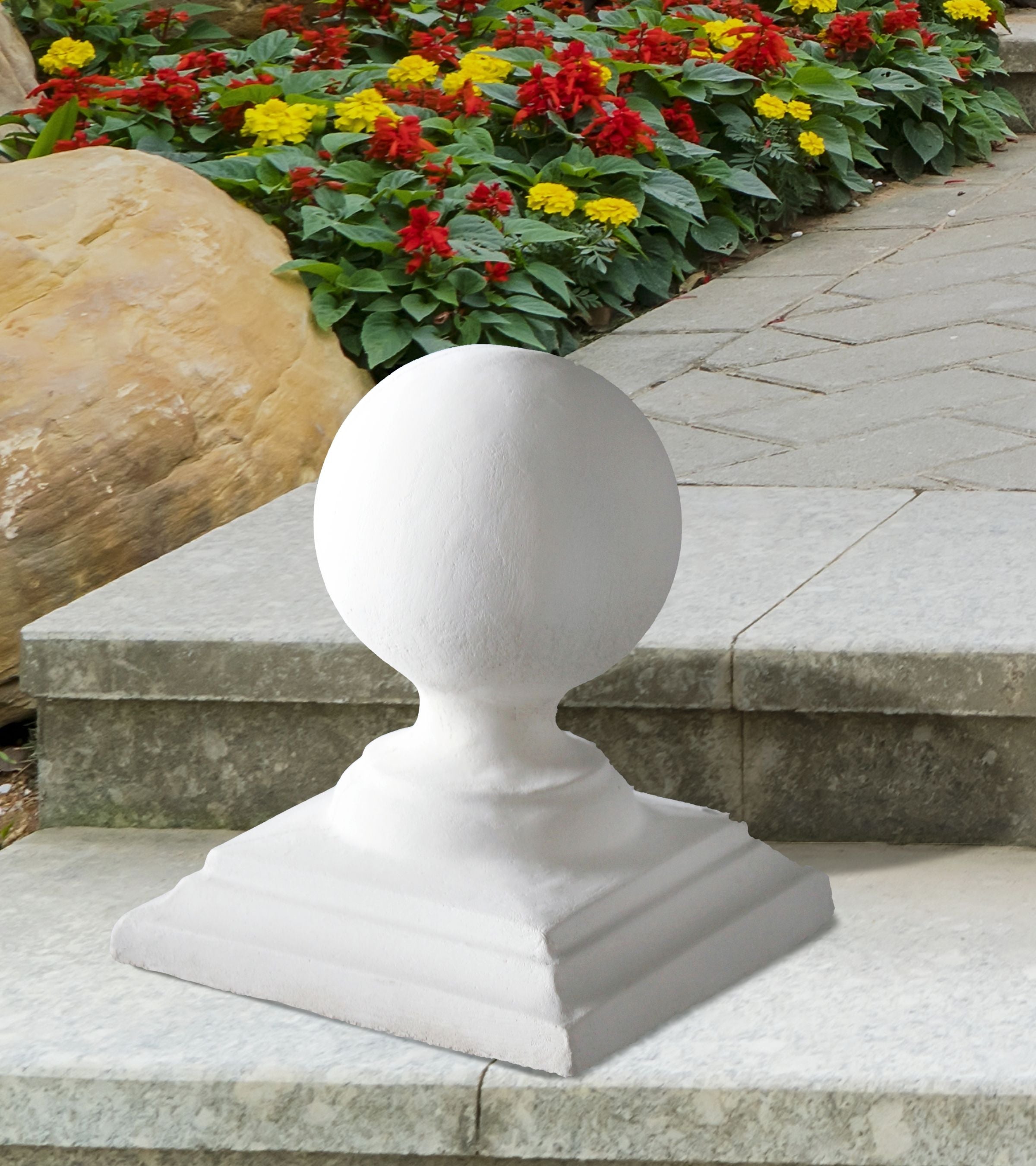 6_INCH_BALL_FINIAL_DOUBLE_EDGE_BASE - Cast Stone International 