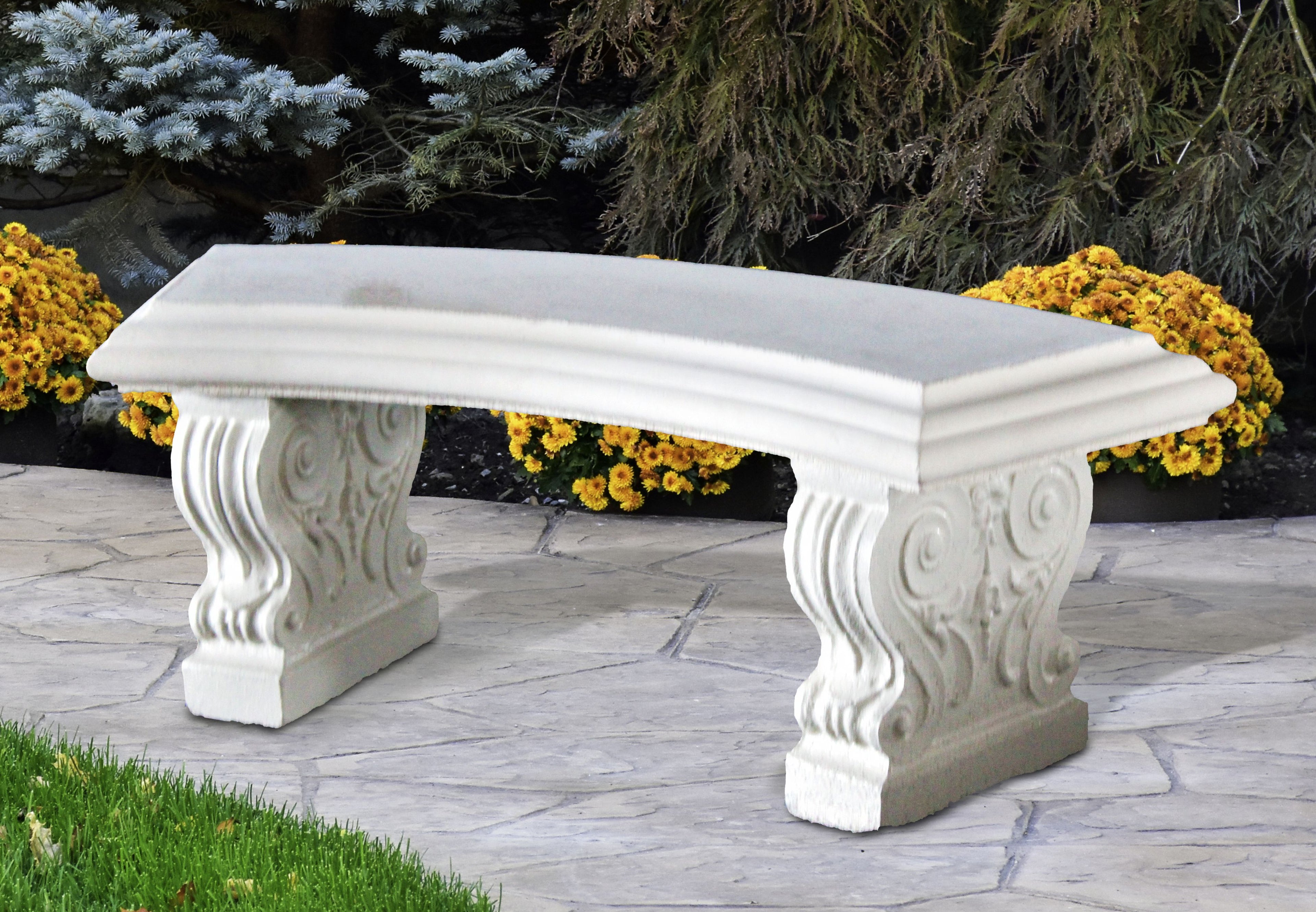 BULLNOSE_CURVED_BENCH - Cast Stone International 