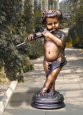 CHERUB_PLAYING_FLUTE_BRONZE_STATUE - Cast Stone International 