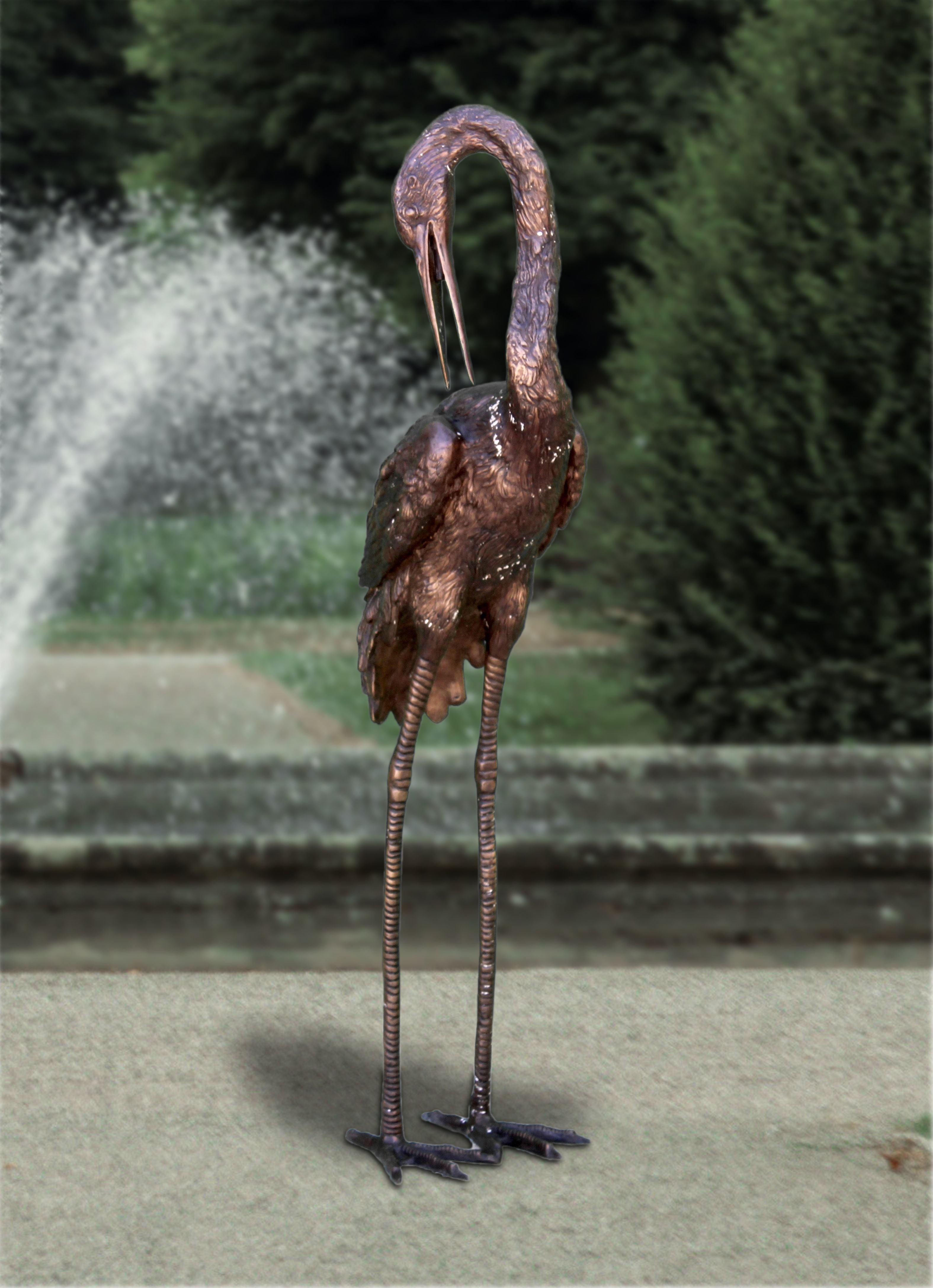 CRANE_GRACEFUL_ARC_BRONZE_STATUE - Cast Stone International 