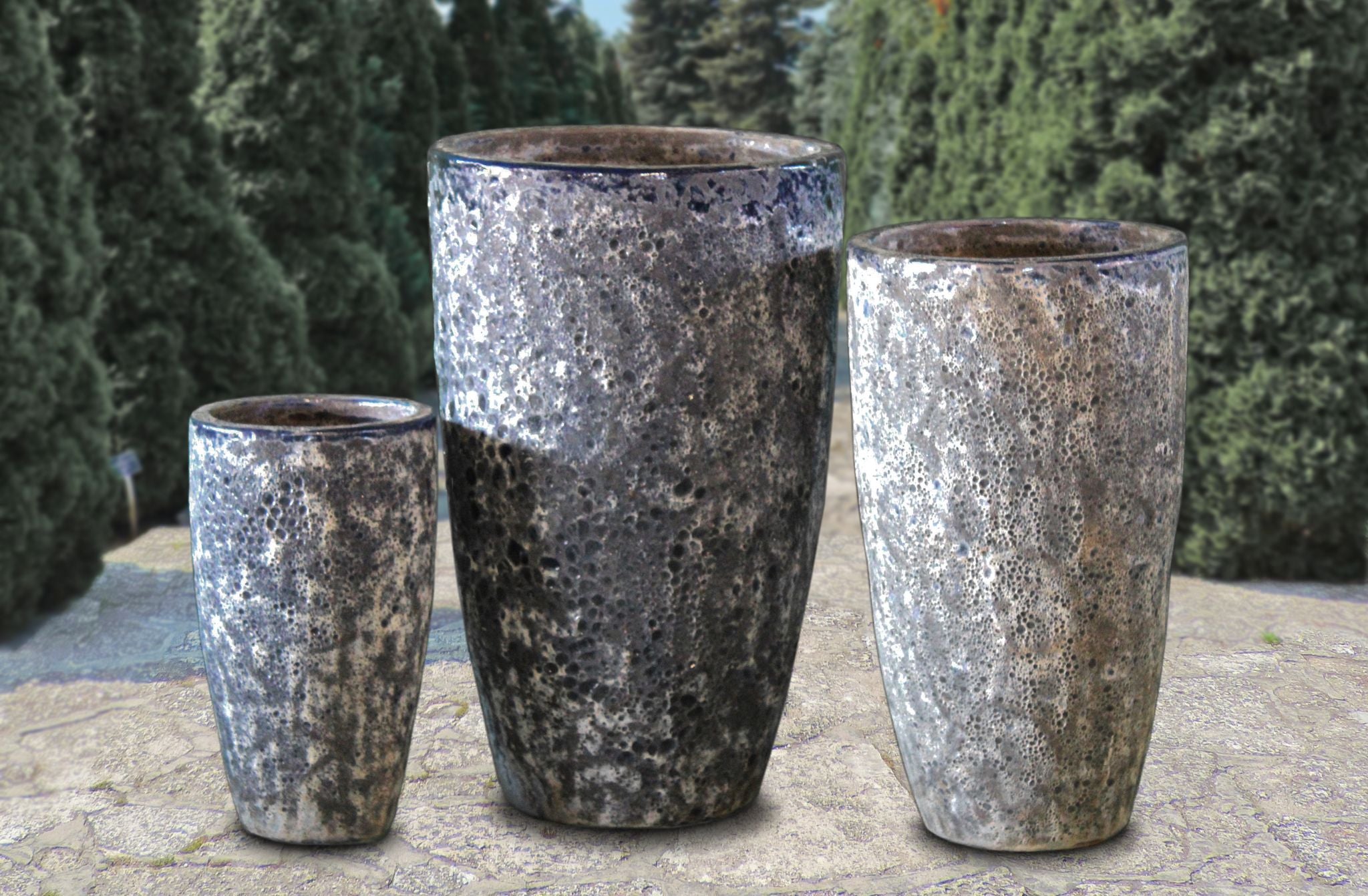 FOSSIL_PLANTERS_SET_OF_3 - Cast Stone International 