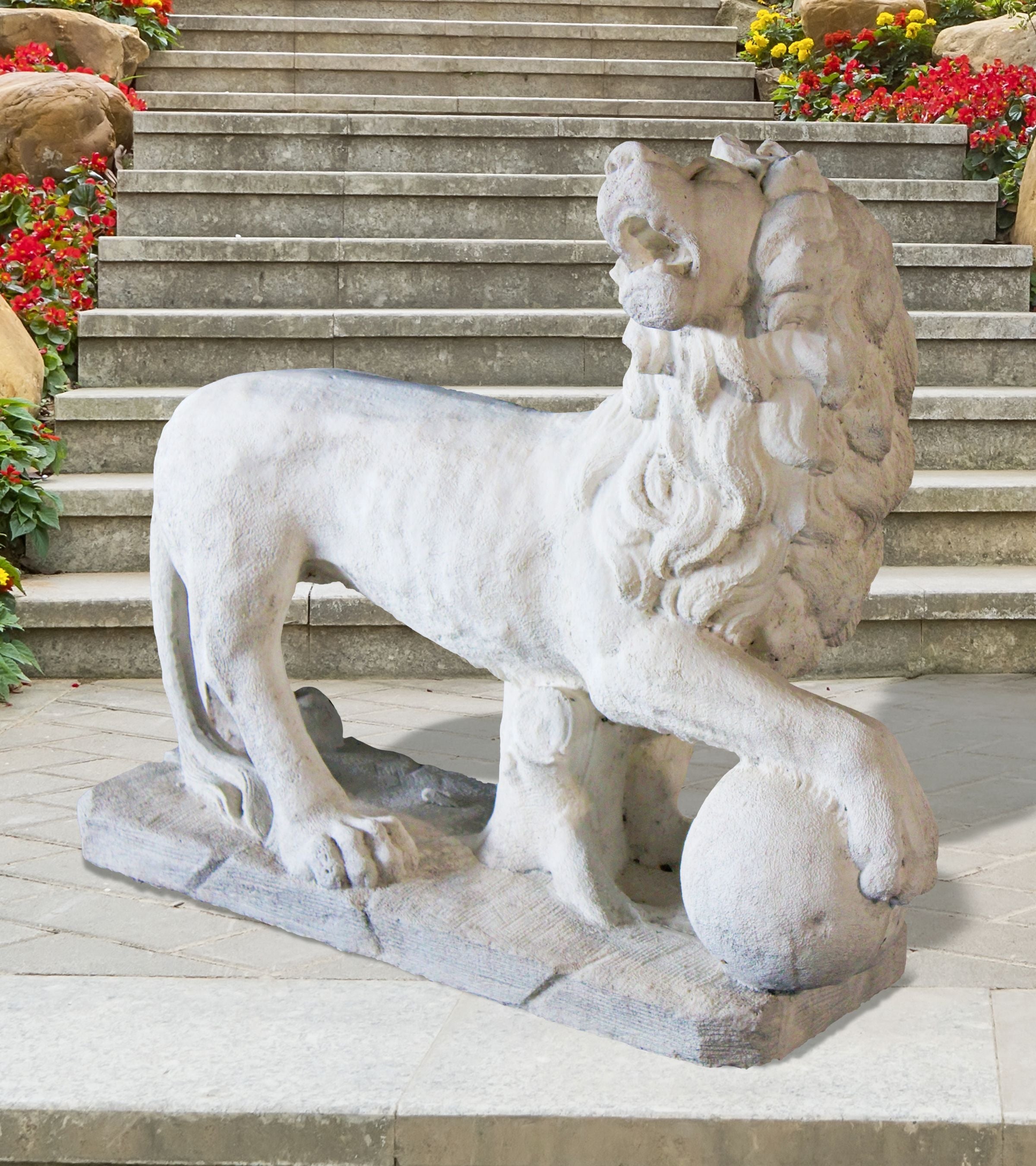 LION_HOLDING_BALL - Cast Stone International 