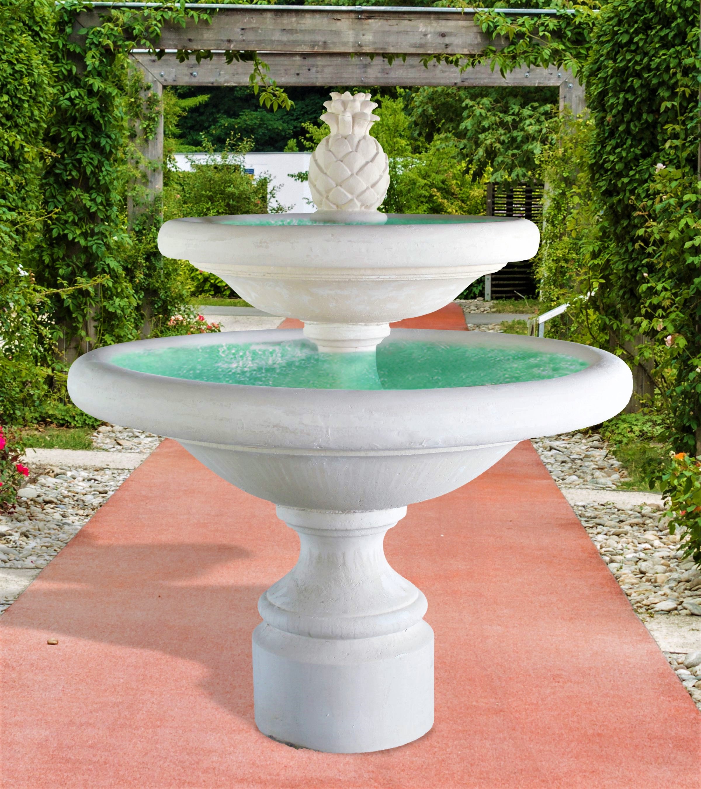 PALERMO_2_TIER_WITH_PINEAPPLE_2 - Cast Stone International 