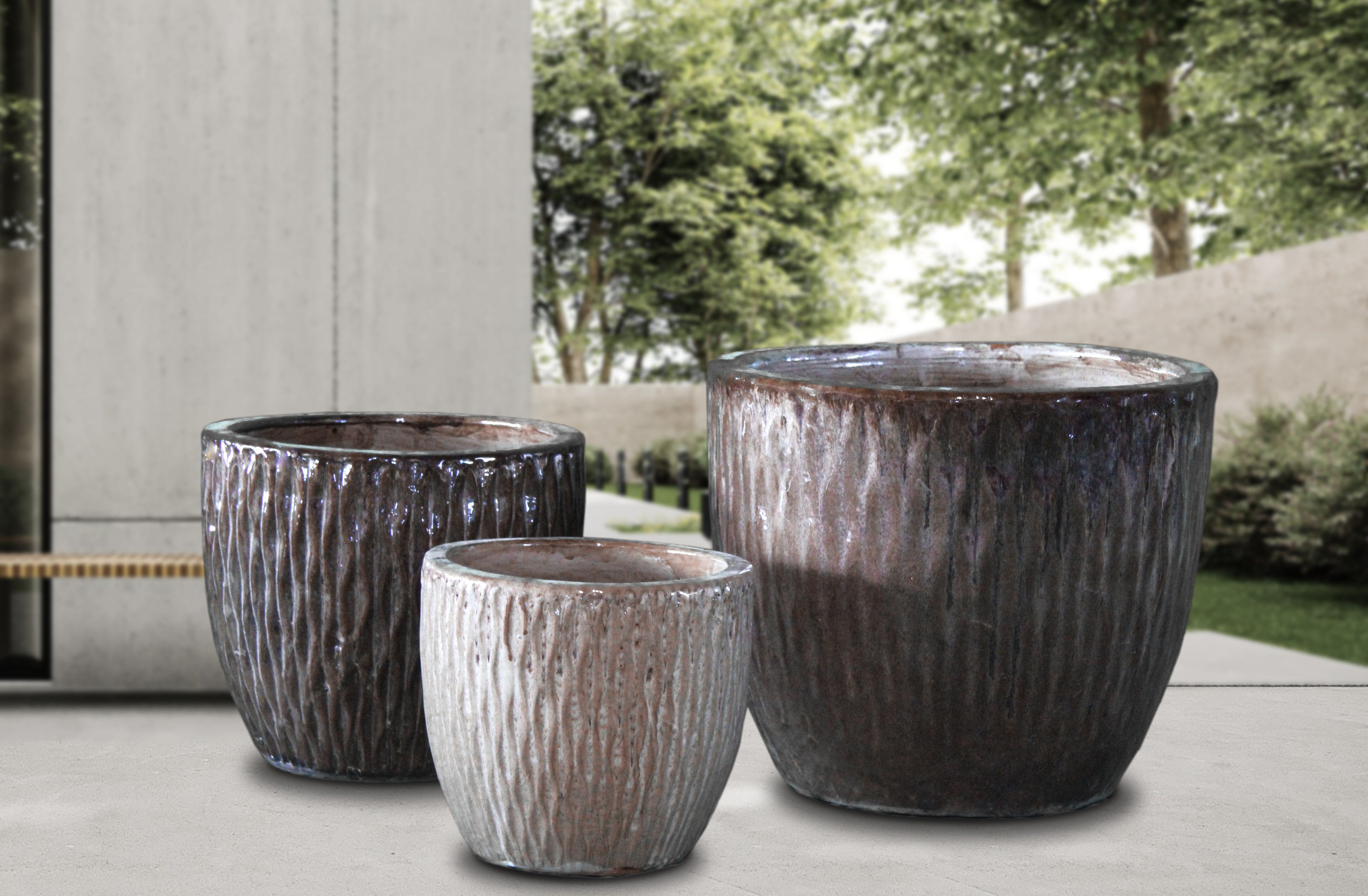 SET_OF_3_CAPPUCHINO_INFINITY_PLANTERS - Cast Stone International 